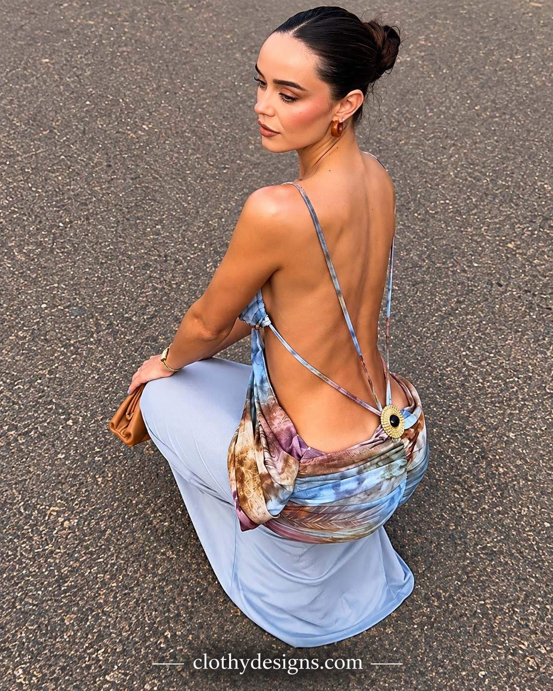 Elegant Backless Cross-Front Maxi Dress – Women’s Boho Vacation, Cruise & Party Dress